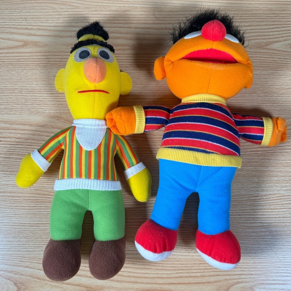 Sesame Street Bert and Ernie Plush Toy Set 11 inch Vintage Style Figures
